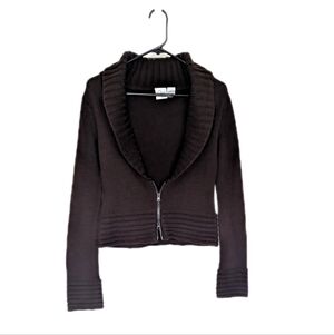 Vintage 90s Draped Collar Grunge Feminine Douple Zip Cardigan